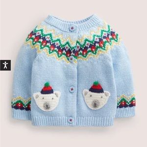 NWT Mini Boden Fair Isle Yoke Cardigan